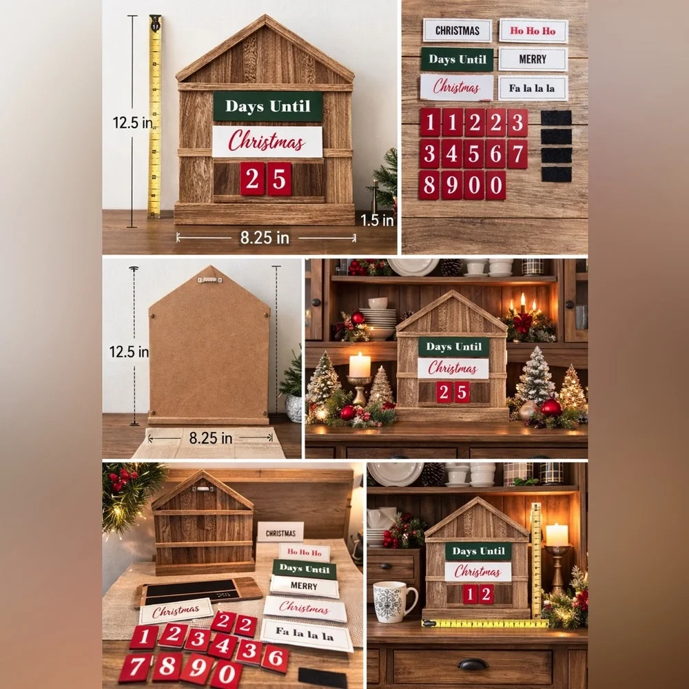 Interchangeable Christmas Countdown House Sign | Days Until Decor